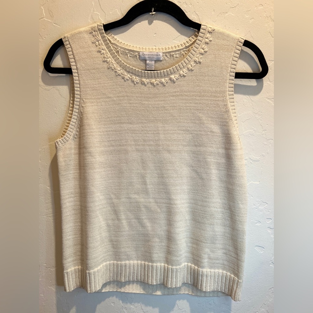 Charter Club Cream Light Gold Knit Normcore Top P/S